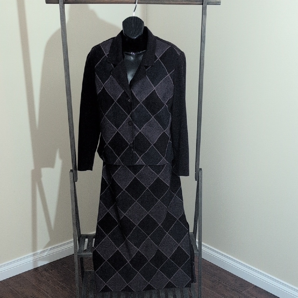 Michael Phillips| Vintage Purple and Brown Argyle Skirt Suit